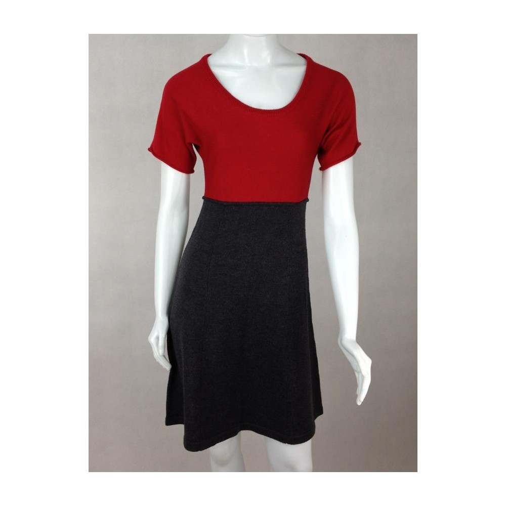 VESTIDO CALVIN KLEIN VERMELHO E CINZA