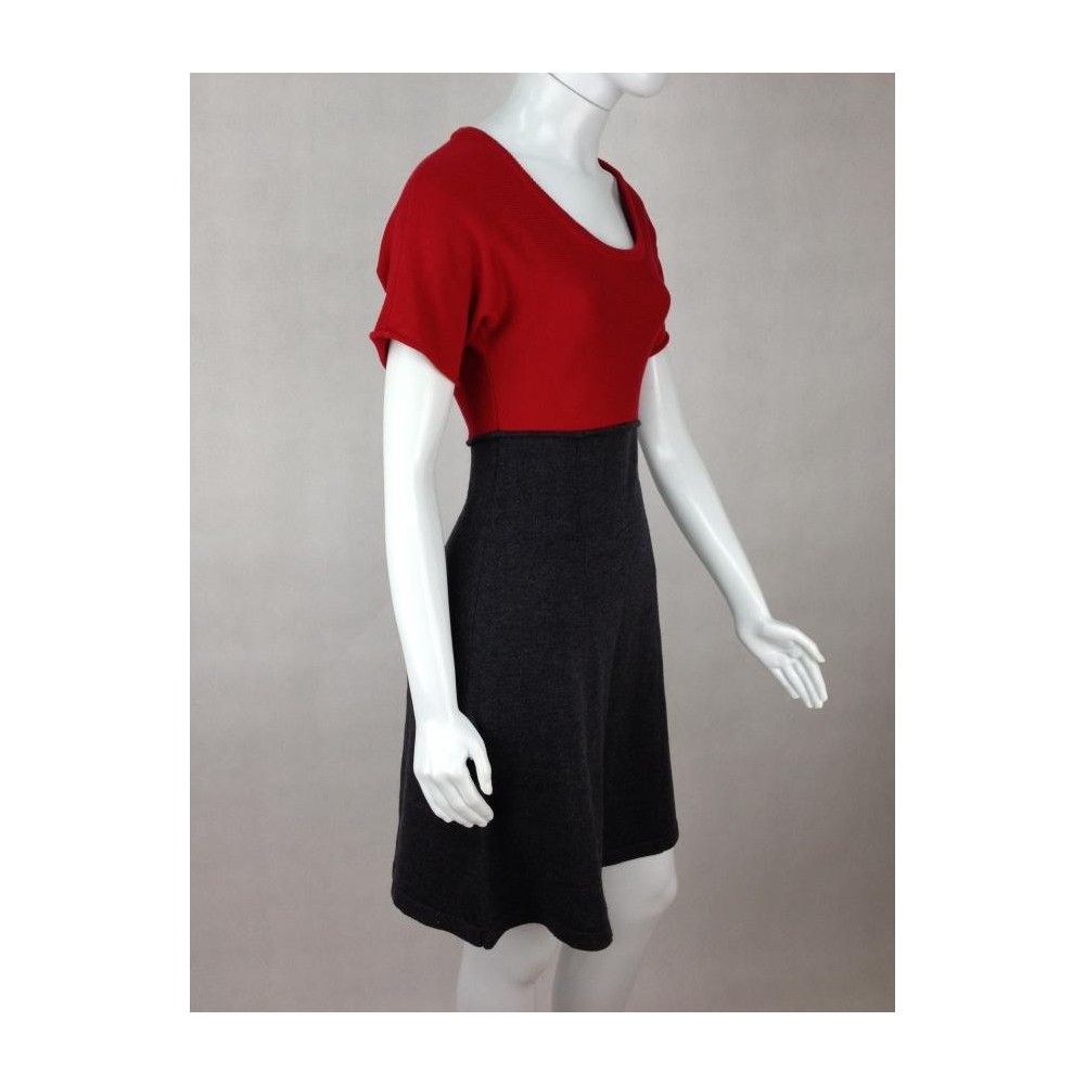 VESTIDO CALVIN KLEIN VERMELHO E CINZA