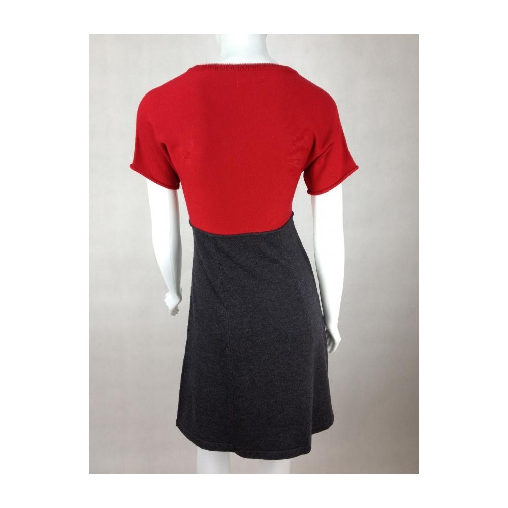 VESTIDO CALVIN KLEIN VERMELHO E CINZA