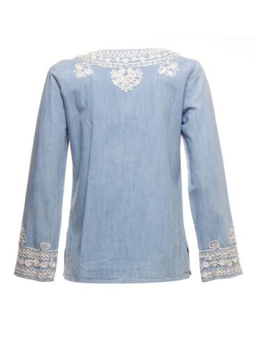 BLUSA/BATA AK CASUAL AZUL BORDADA