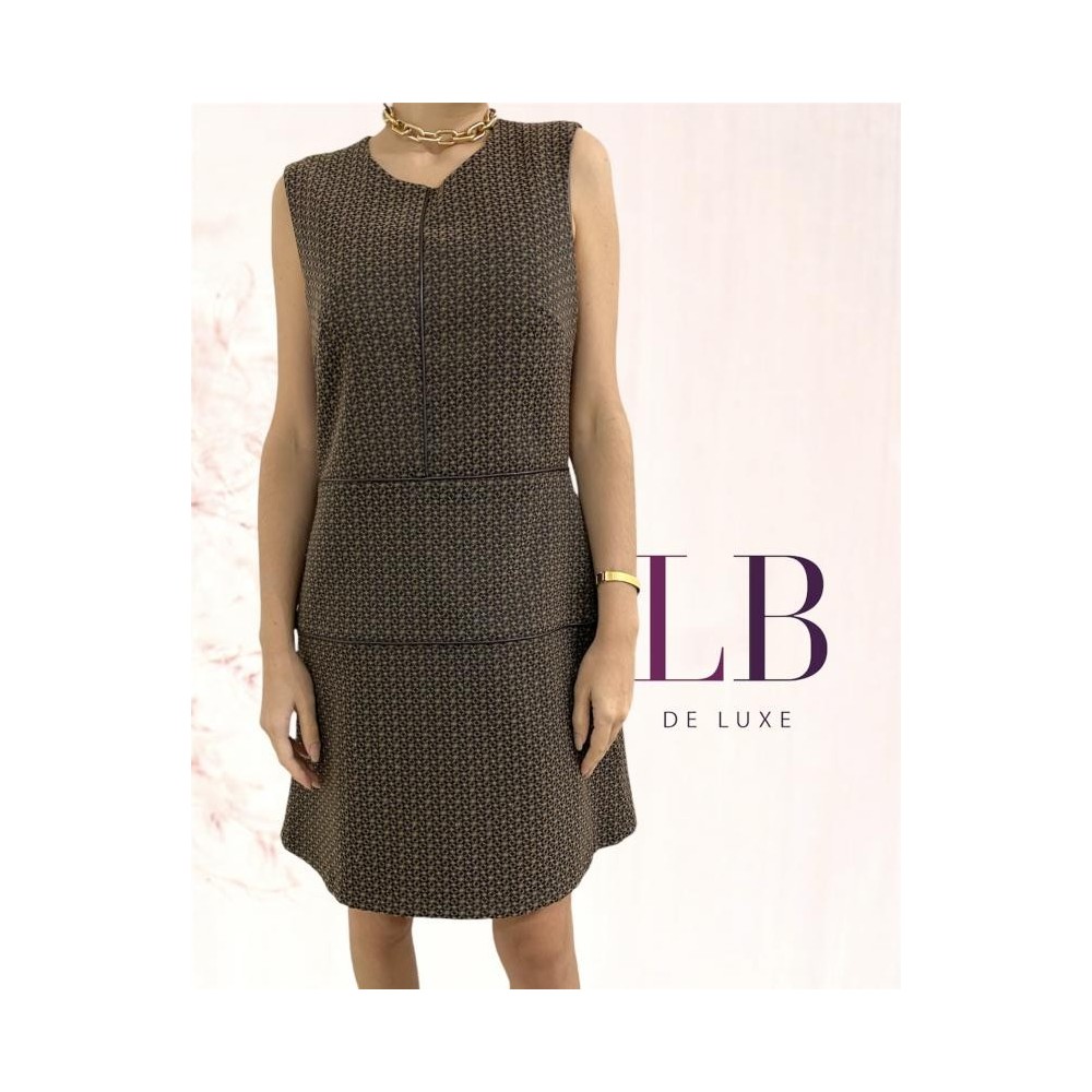 VESTIDO MIXED DETALHE EM COURO