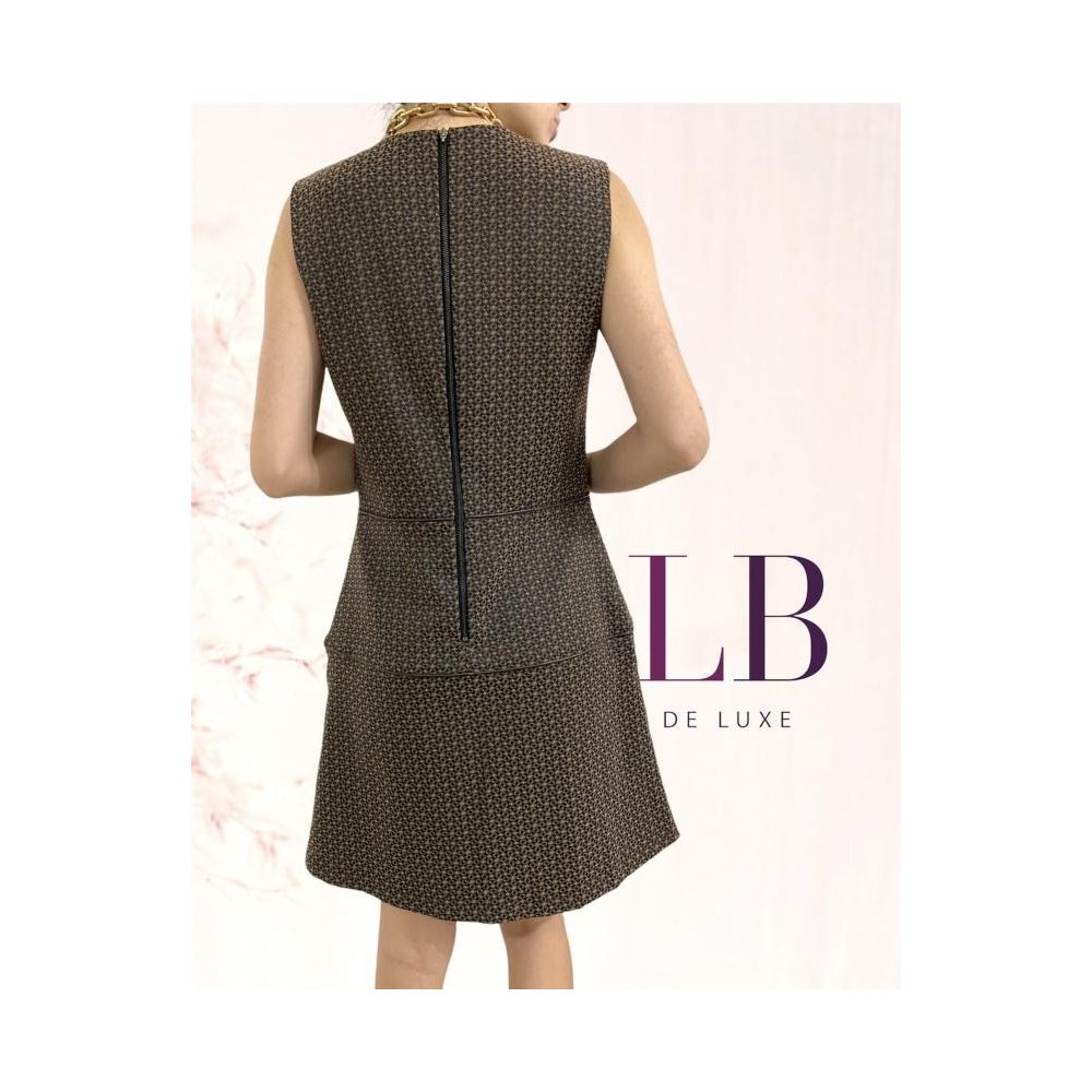 VESTIDO MIXED DETALHE EM COURO