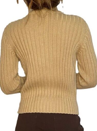 CASACO/CARDIGAN COM ZÍPER DE TRICÔ BEGE