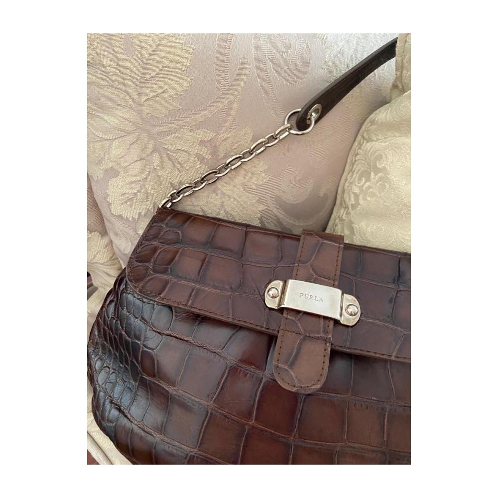 CLUTCH FURLA CROCO MARROM