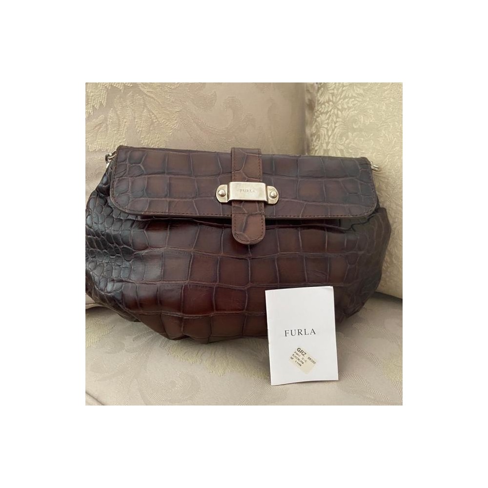CLUTCH FURLA CROCO MARROM